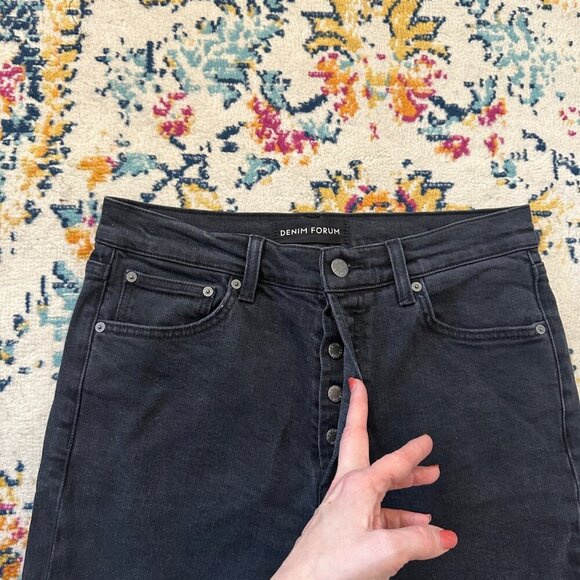 Denim Forum The Arlo High Rise Straight Leg Jeans Womens Size 28L Button Fly - Picture 5 of 10